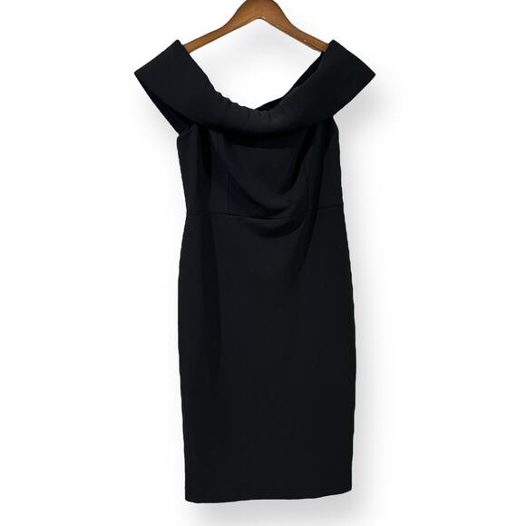 Calvin Klein Dresses & Skirts - Calvin Klein Sheath Dress Off Shoulder Black Womens Size 6 Zip Back Cocktail
